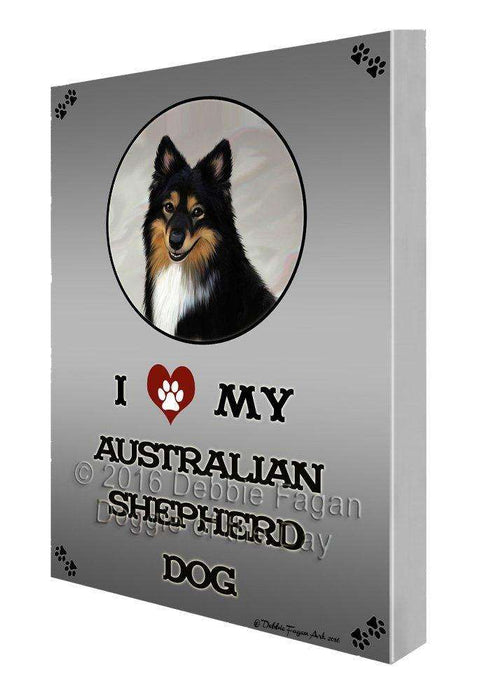 I Love My Australian Shepherd Dog Painting Printed on Canvas Wall Art