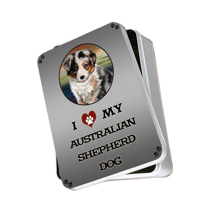 I Love My Australian Shepherd Dog Photo Storage Tin