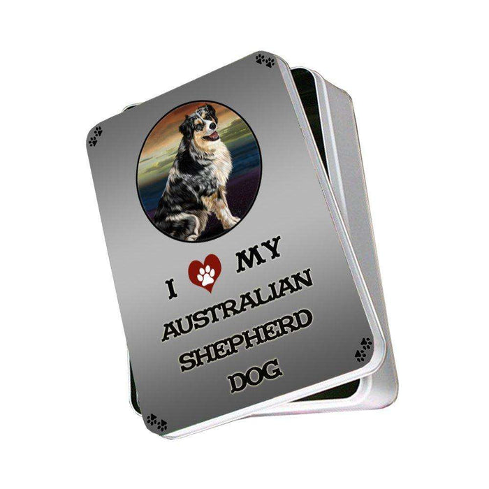 I Love My Australian Shepherd Dog Photo Storage Tin