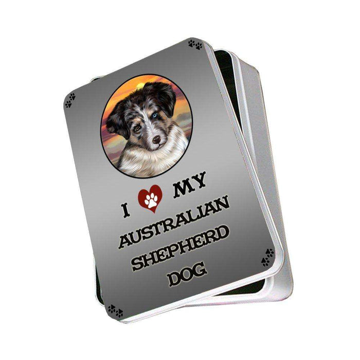 I Love My Australian Shepherd Dog Photo Storage Tin