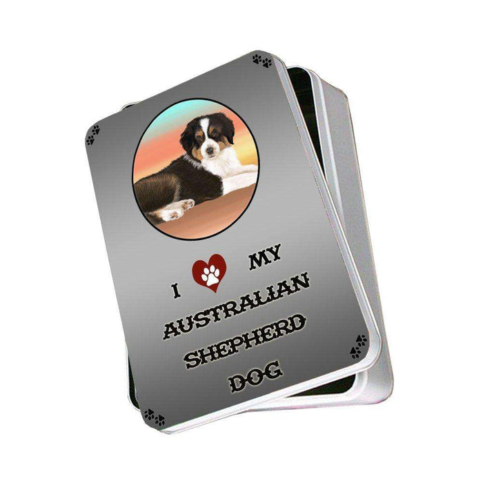 I Love My Australian Shepherd Dog Photo Storage Tin