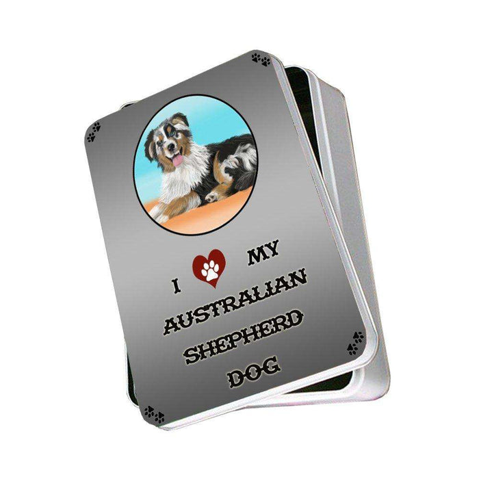 I Love My Australian Shepherd Dog Photo Storage Tin