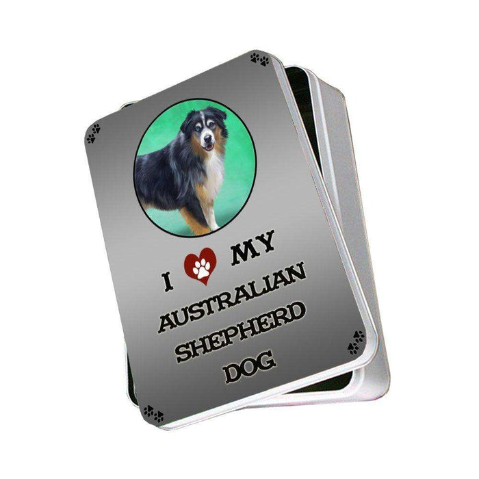 I Love My Australian Shepherd Dog Photo Storage Tin