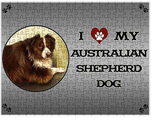 I Love My Australian Shepherd Dog Puzzle with Photo Tin