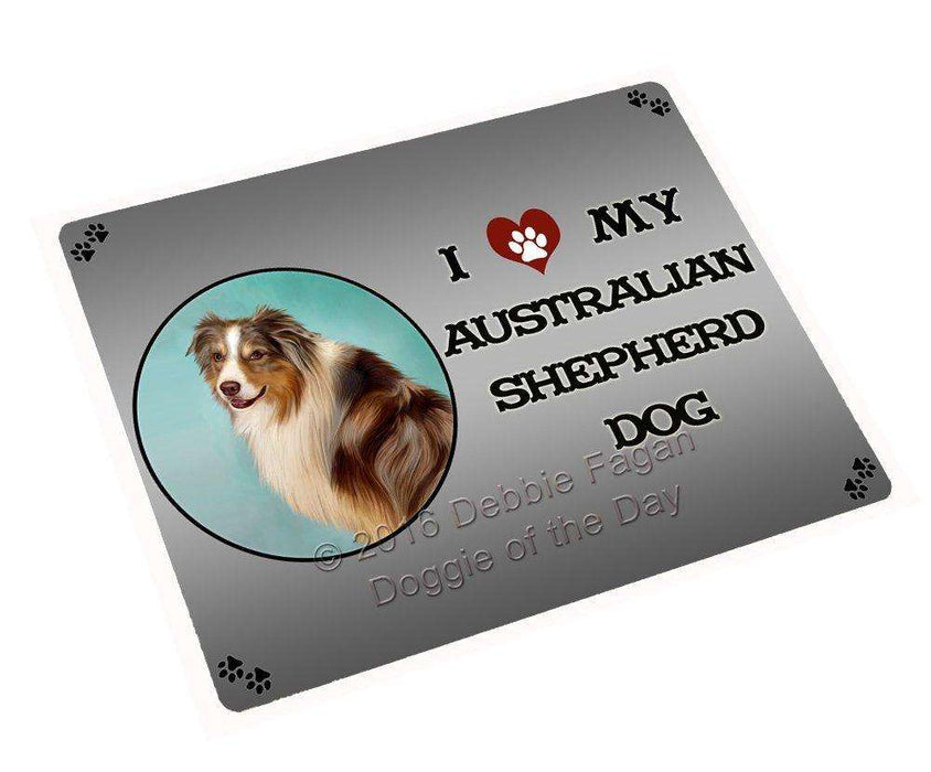 I Love My Australian Shepherd Dog Tempered Cutting Board