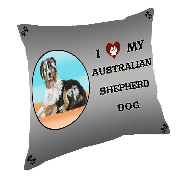 I Love My Australian Shepherd Dog Throw Pillow