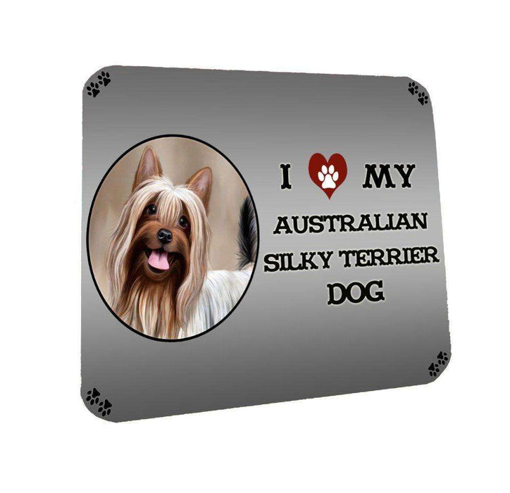 I Love My Australian Silky Terrier Dog Coasters Set of 4