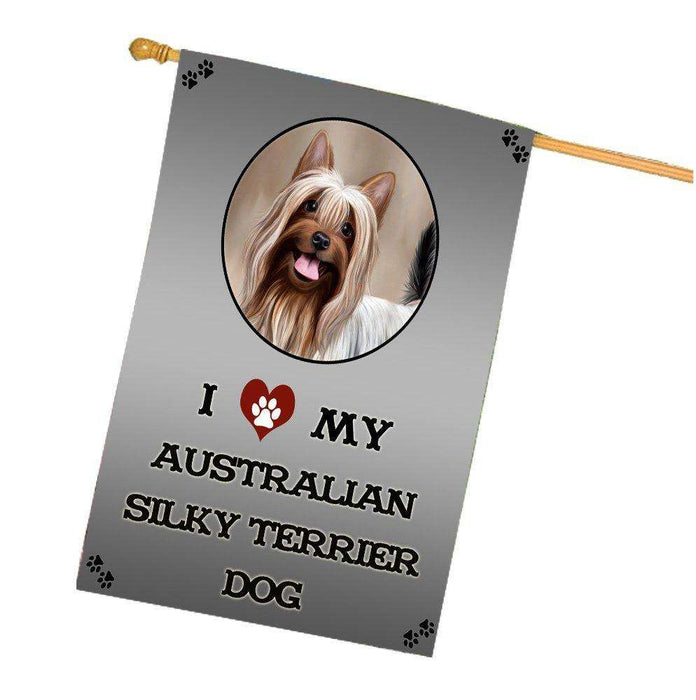 I Love My Australian Silky Terrier Dog House Flag