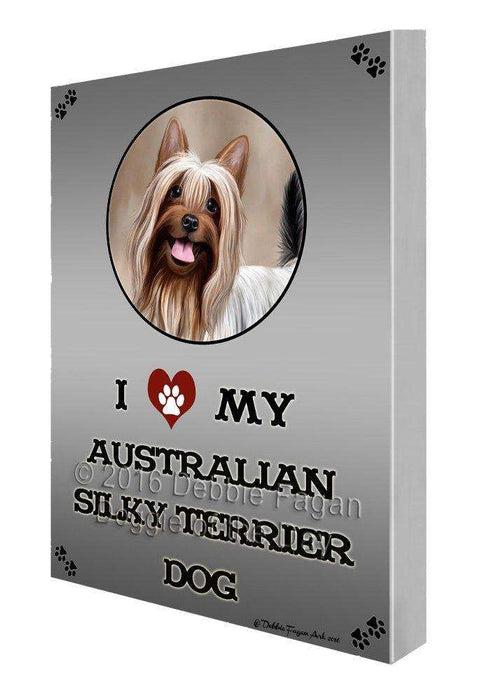 I Love My Australian Silky Terrier Dog Painting Printed on Canvas Wall Art