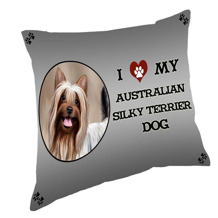 I Love My Australian Silky Terrier Dog Throw Pillow