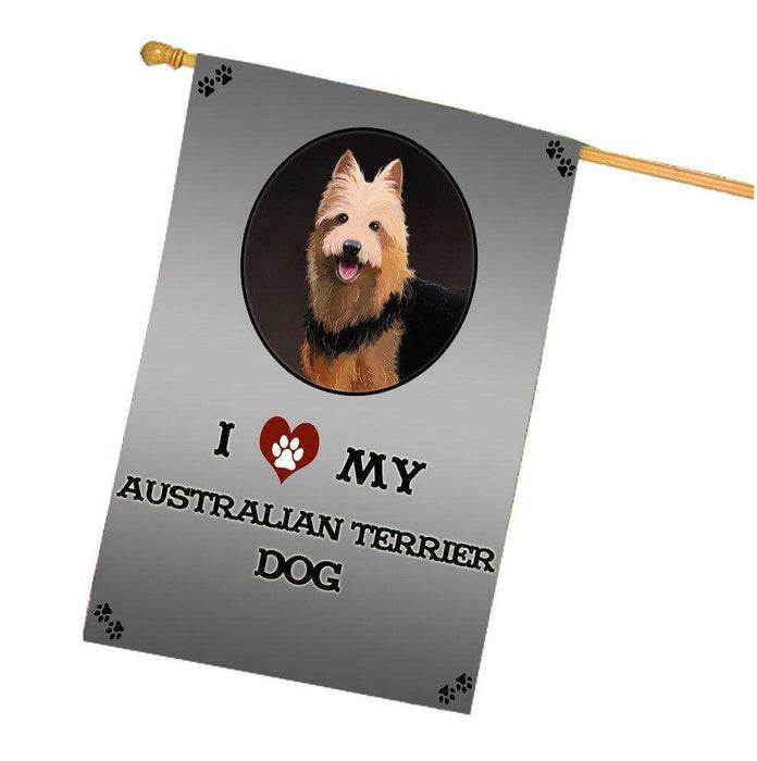 I Love My Australian Terrier Dog House Flag