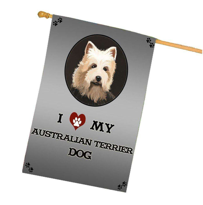 I Love My Australian Terrier Dog House Flag