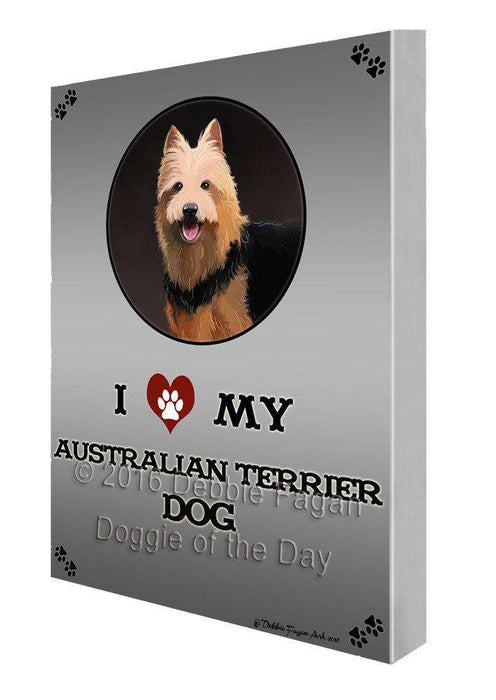 I Love My Australian Terrier Dog Painting Printed on Canvas Wall Art