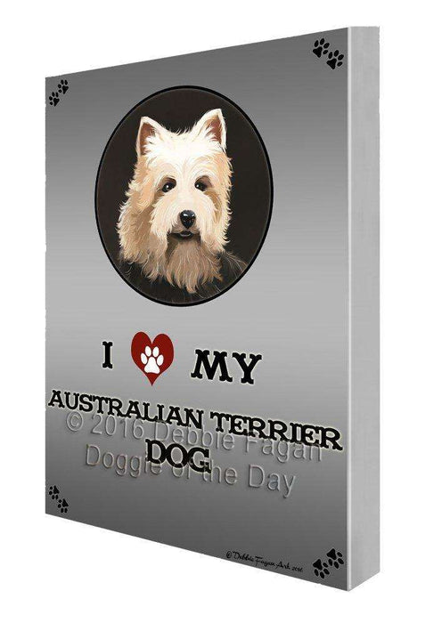 I Love My Australian Terrier Dog Painting Printed on Canvas Wall Art