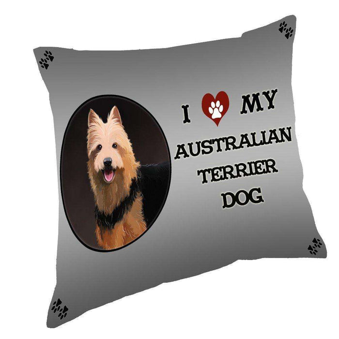 I Love My Australian Terrier Dog Throw Pillow