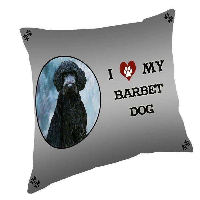 I Love My Barbet Dog Throw Pillow