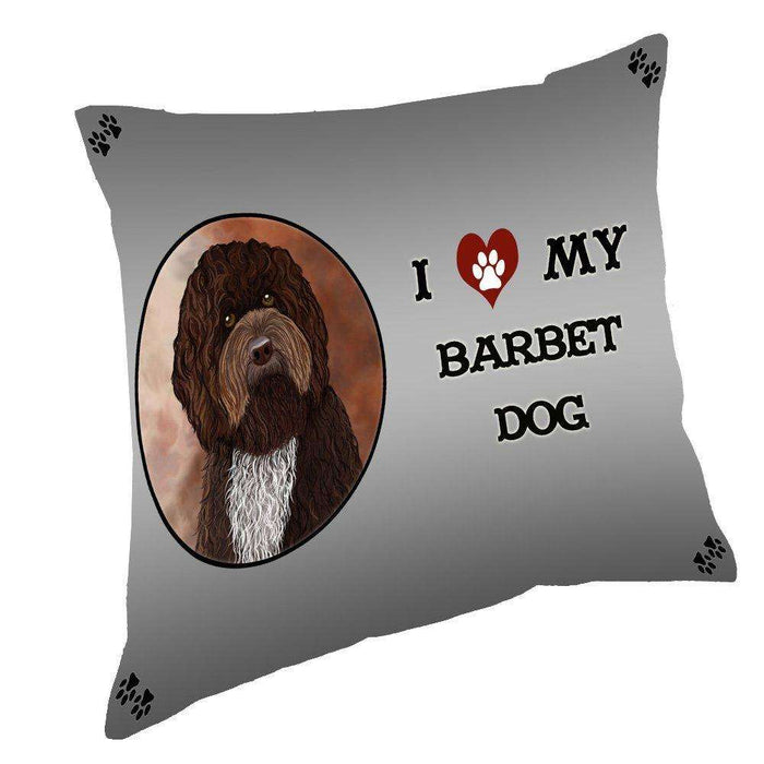 I Love My Barbet Dog Throw Pillow