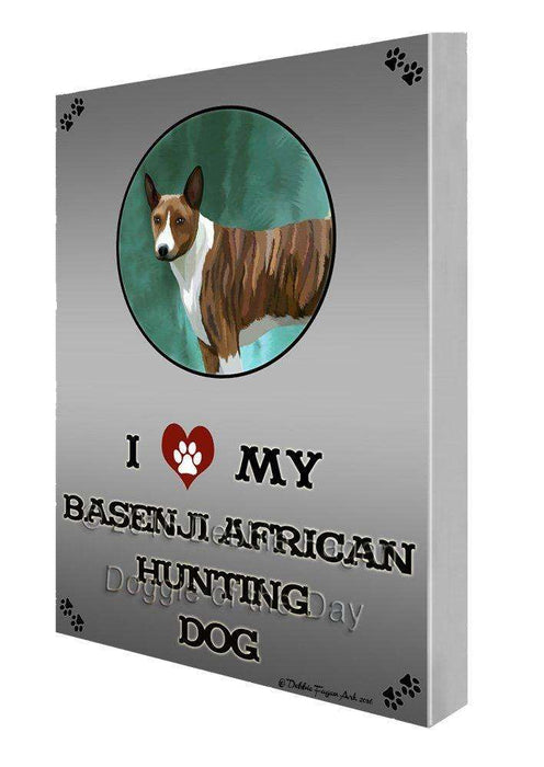 I Love My Basenji African Hunting Dog Painting Printed on Canvas Wall Art