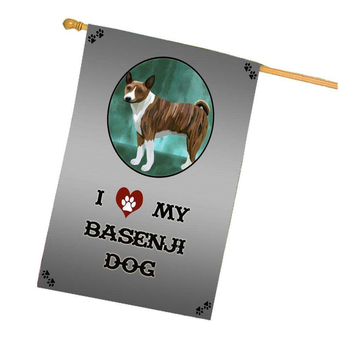 I Love My Basenji Dog House Flag