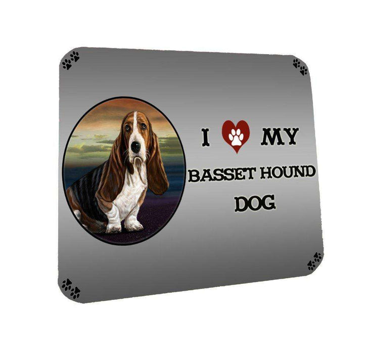 I Love My Basset Hound Dog Coasters Set of 4