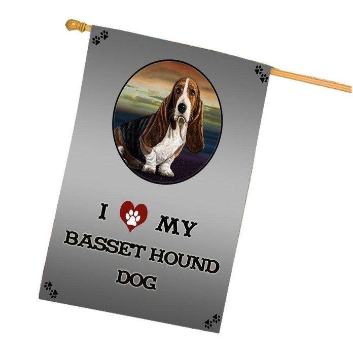 I Love My Basset Hound Dog House Flag