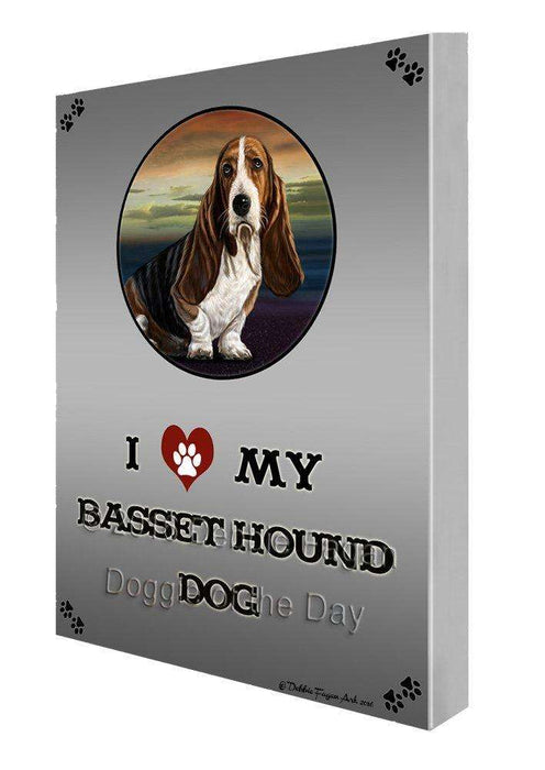 I Love My Basset Hound Dog Painting Printed on Canvas Wall Art
