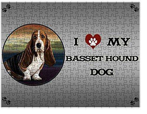 I Love My Basset Hound Dog Puzzle with Photo Tin