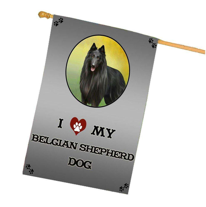 I Love My Belgian Shepherd Dog House Flag