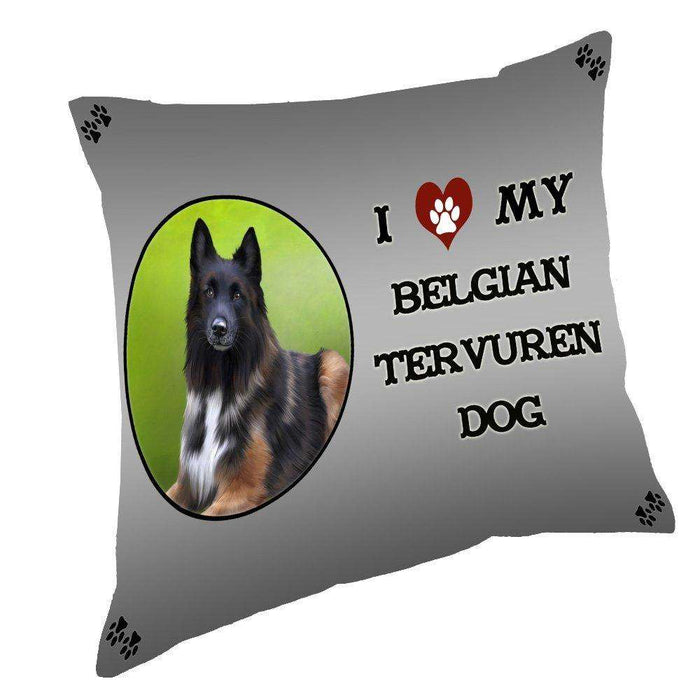 I Love My Belgian Tervuren Dog Throw Pillow