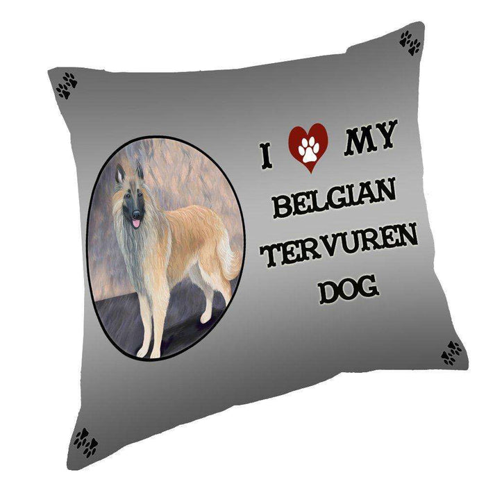 I Love My Belgian Tervuren Dog Throw Pillow