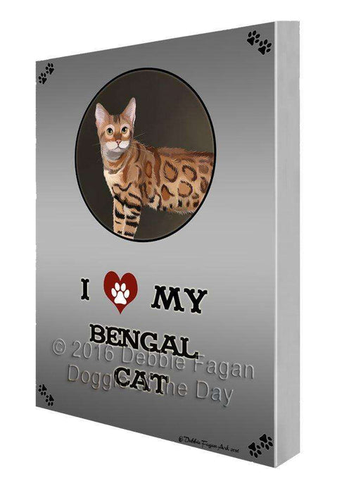 I Love My Bengal Cat Painting Printed on Canvas Wall Art