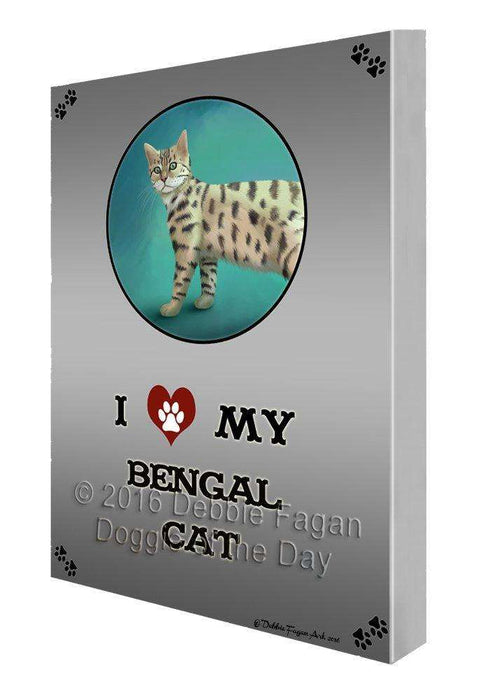 I Love My Bengal Cat Painting Printed on Canvas Wall Art