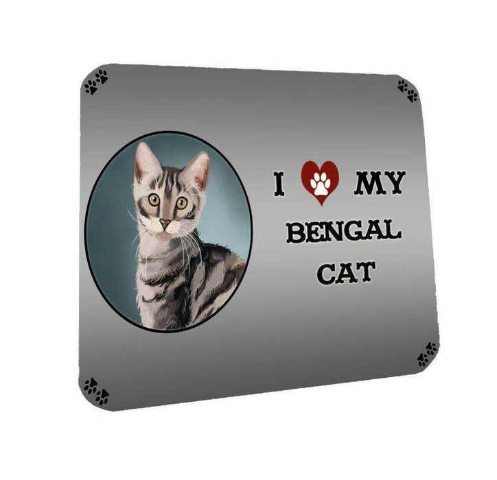 I Love My Bengal Cat Silver Coasters Set of 4
