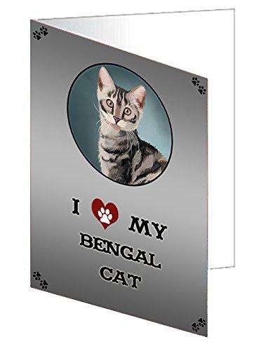 I Love My Bengal Cat Silver Handmade Artwork Assorted Pets Greeting Cards and Note Cards with Envelopes for All Occasions and Holiday Seasons
