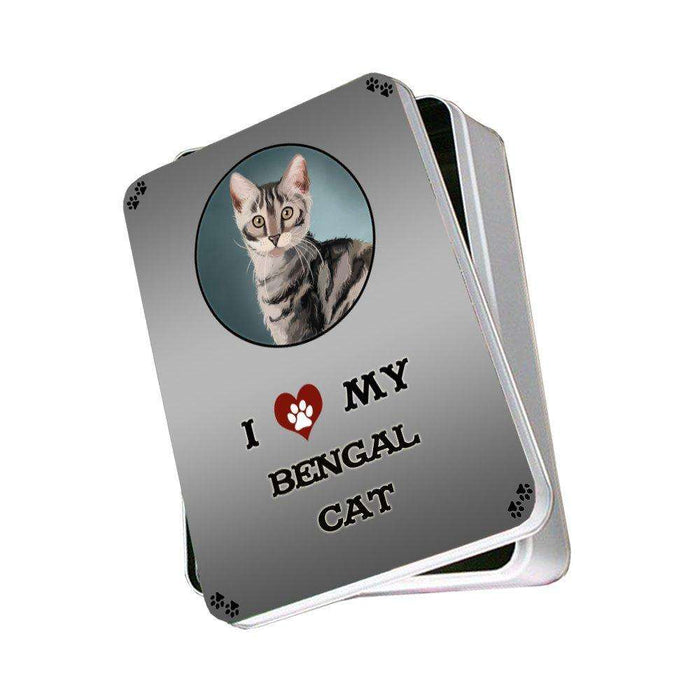 I Love My Bengal Cat Silver Photo Storage Tin