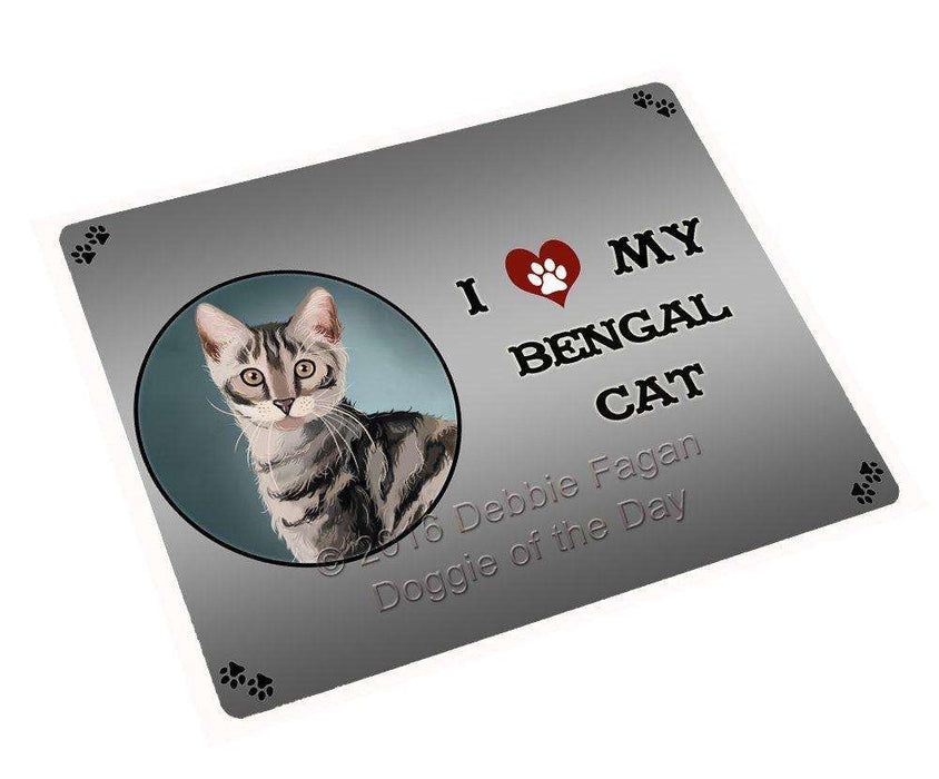 I Love My Bengal Cat Silver Tempered Cutting Board (Small)