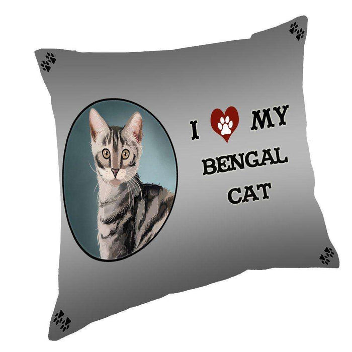 I Love My Bengal Cat Silver Throw Pillow