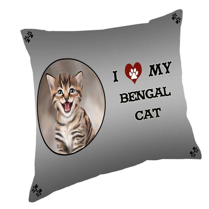 I Love My Bengal Cat Throw Pillow