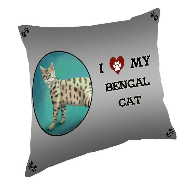 I Love My Bengal Cat Throw Pillow