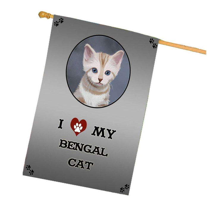 I Love My Bengal Kitten Cat House Flag