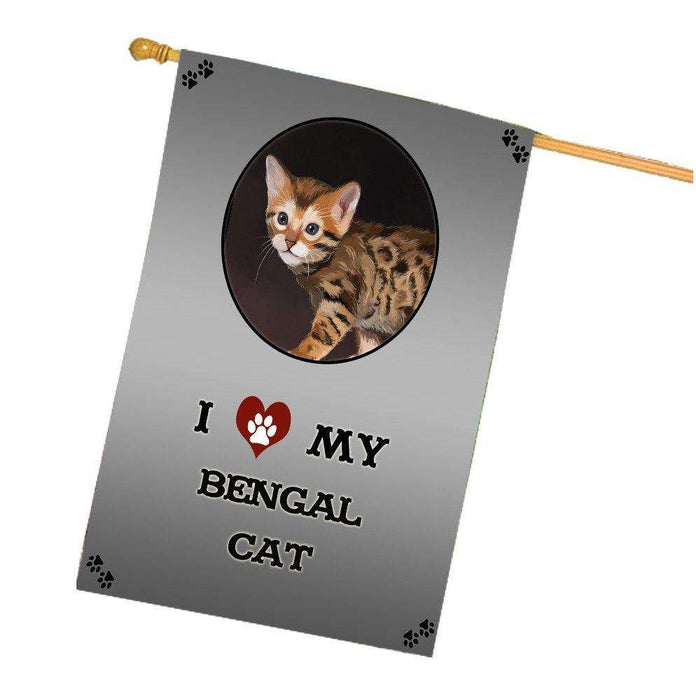 I Love My Bengal Kitten Cat House Flag