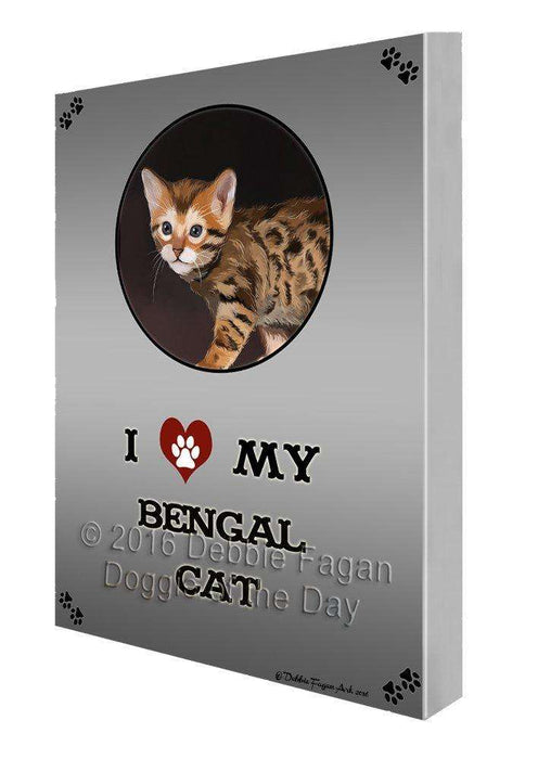 I Love My Bengal Kitten Cat Painting Printed on Canvas Wall Art