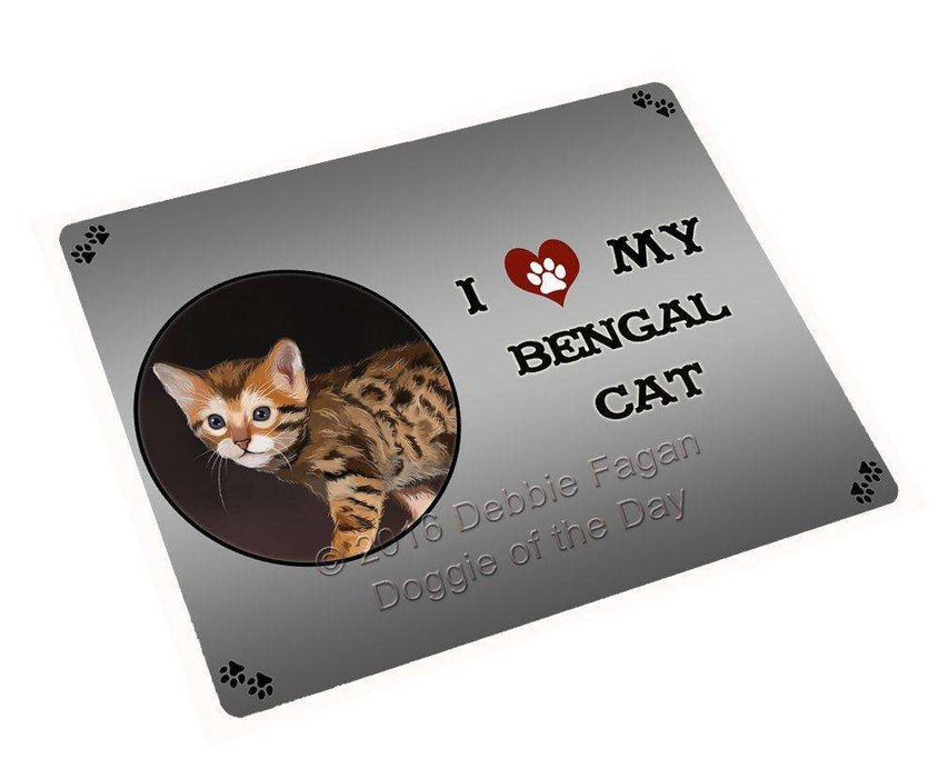 I Love My Bengal Kitten Cat Tempered Cutting Board (Small)