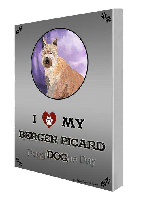 I Love My Berger Picard Dog Painting Printed on Canvas Wall Art