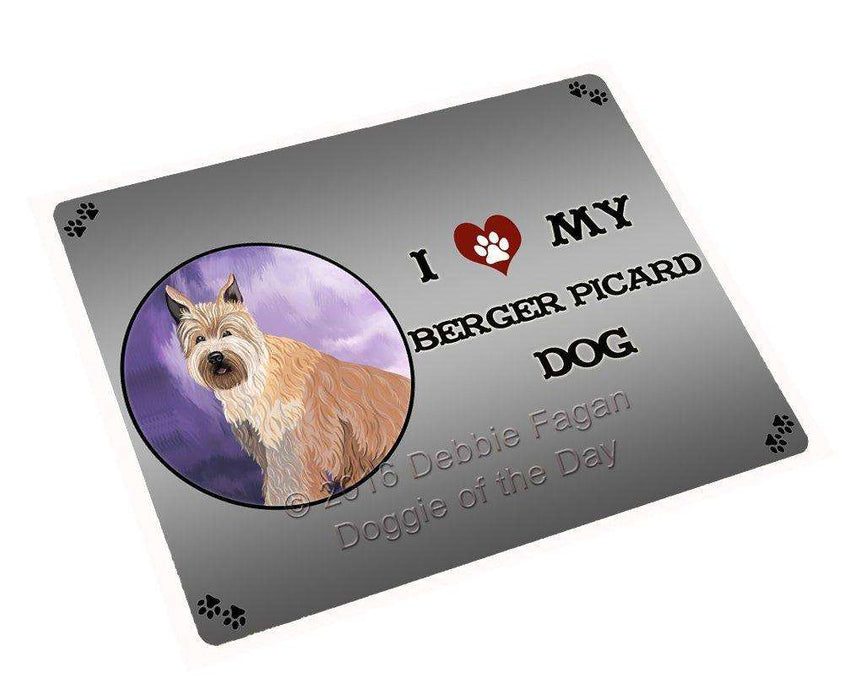 I Love My Berger Picard Dog Tempered Cutting Board (Small)