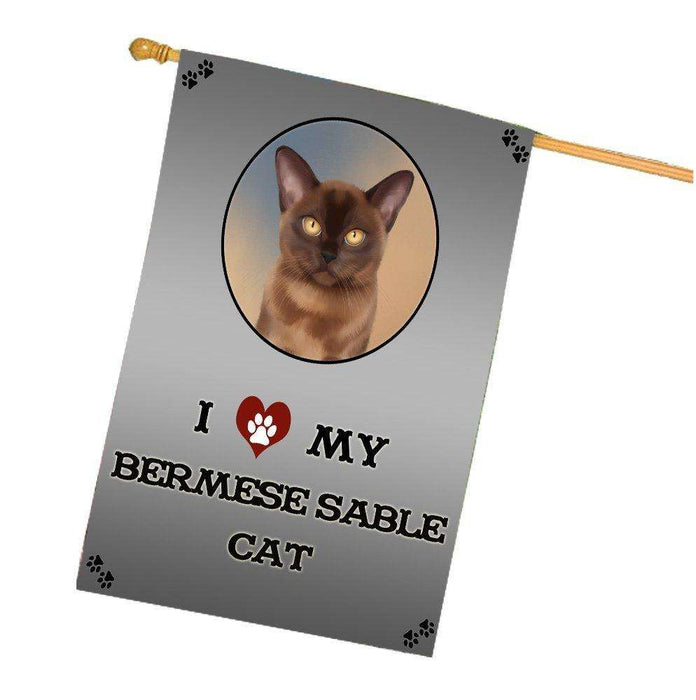 I Love My Bermese Sable Cat House Flag