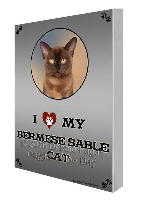 I Love My Bermese Sable Cat Painting Printed on Canvas Wall Art