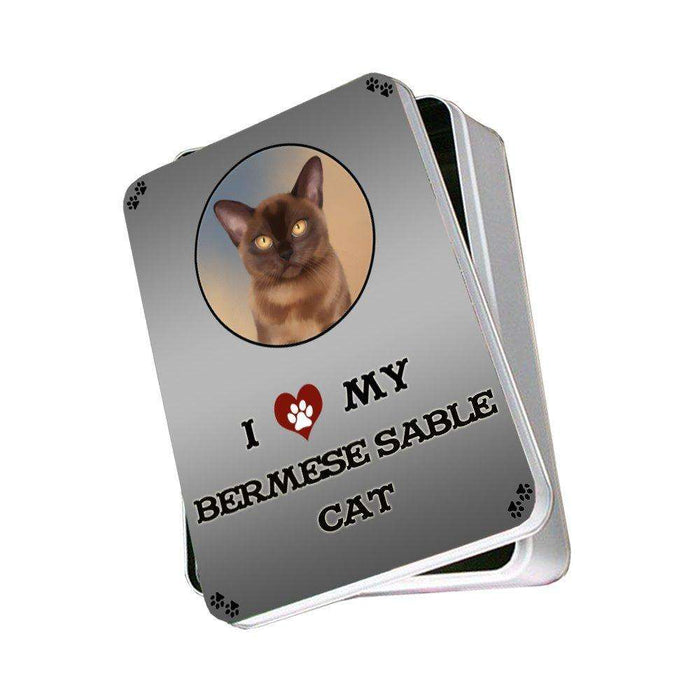 I Love My Bermese Sable Cat Photo Storage Tin