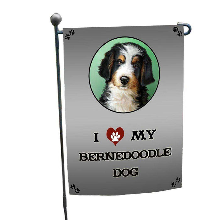 I Love My Bernedoodle Dog Garden Flag