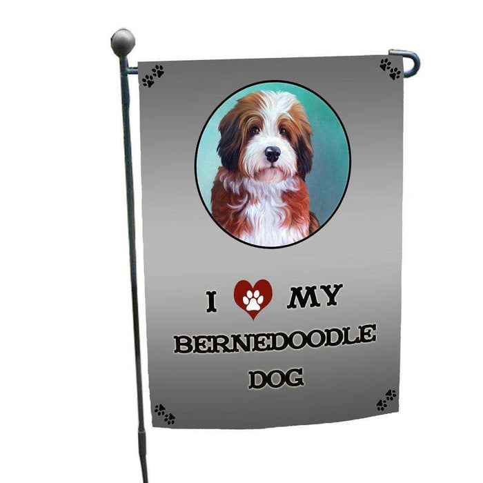 I Love My Bernedoodle Dog Garden Flag